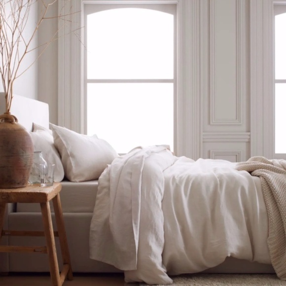 NWT Quince European Linen Sand (Light Tan) Queen Duvet Cover with Matching Shams - Picture 4 of 7